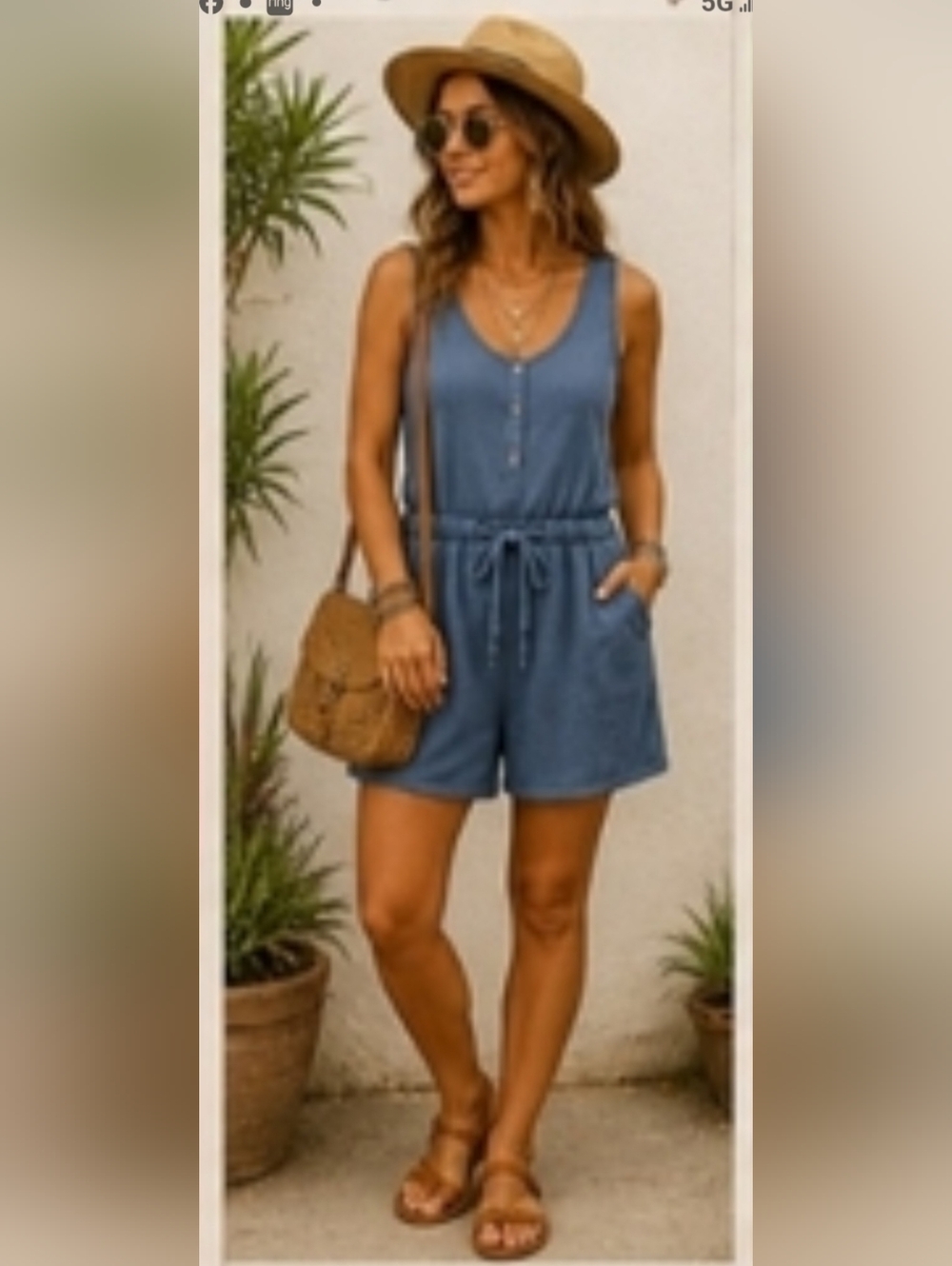 Blue Ribbed Look Romper with Snap Buttons  Pit 22